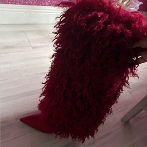 Steve Madden Burgundy Furry Heeled Boots